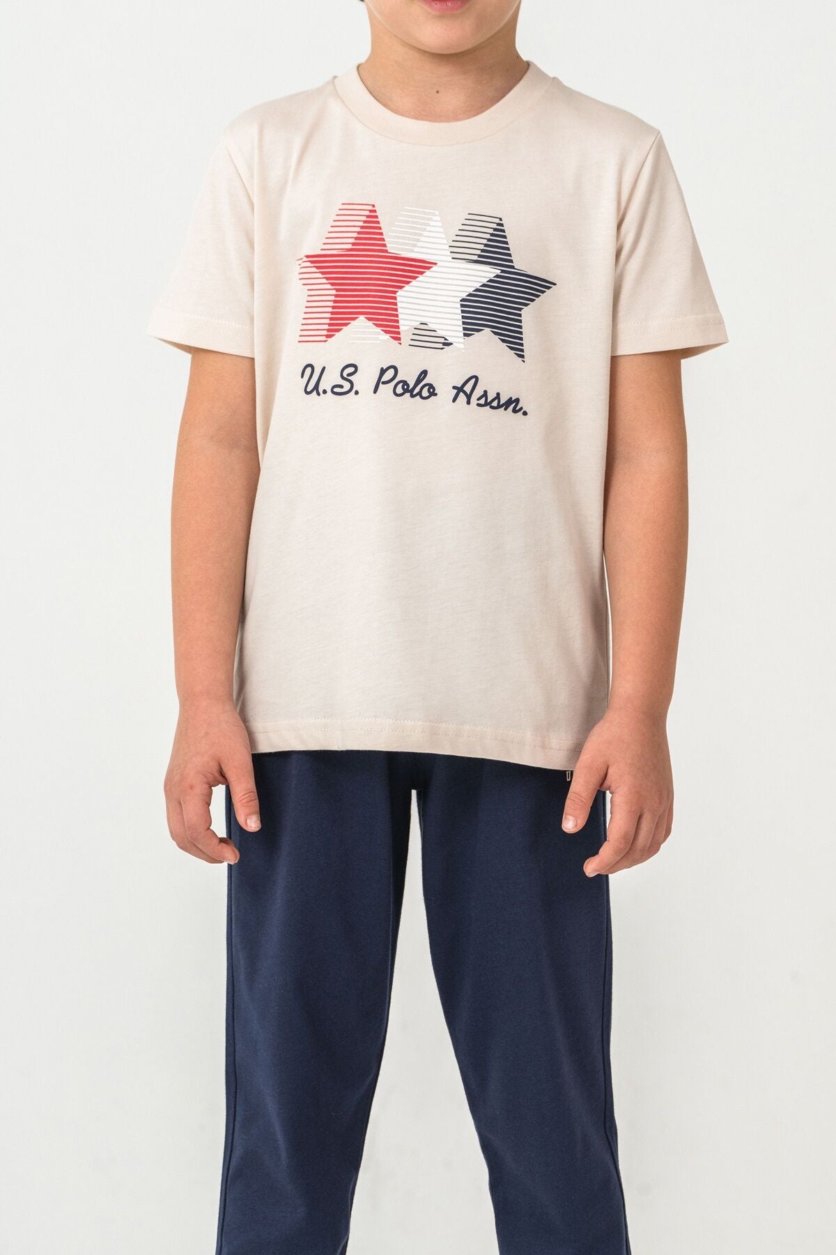 U.S. Polo Assn Erkek Çocuk Beyaz Pijama Takım