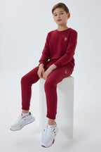 U.S. Polo Assn. Erkek Çocuk Bisiklet Yaka Nakışlı Kışlık Regular Fit Bordo Eşofman Takımı US1186-C-V1