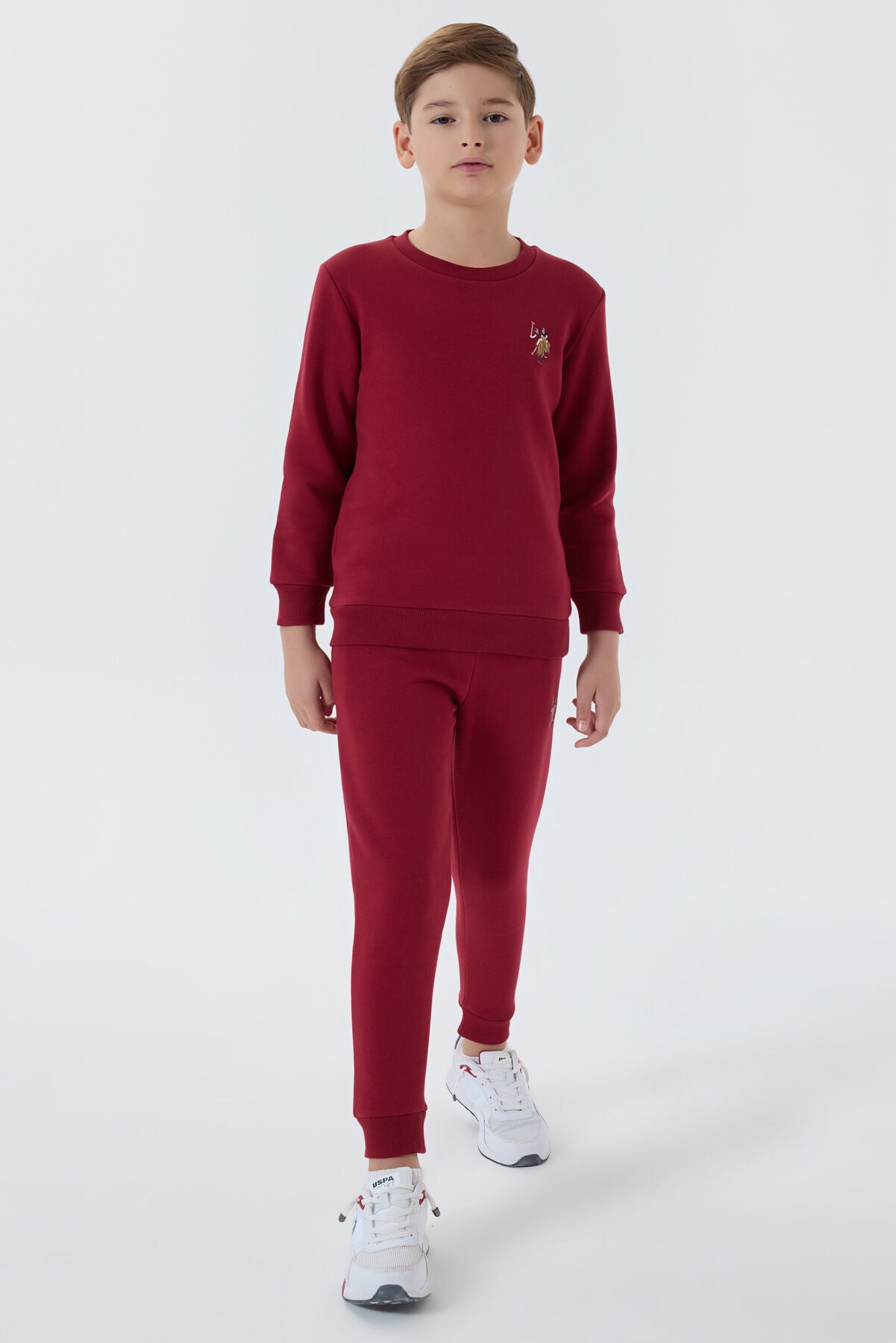 U.S. Polo Assn. Erkek Çocuk Bisiklet Yaka Nakışlı Kışlık Regular Fit Bordo Eşofman Takımı US1186-C-V1 Ürün ikincil görseli