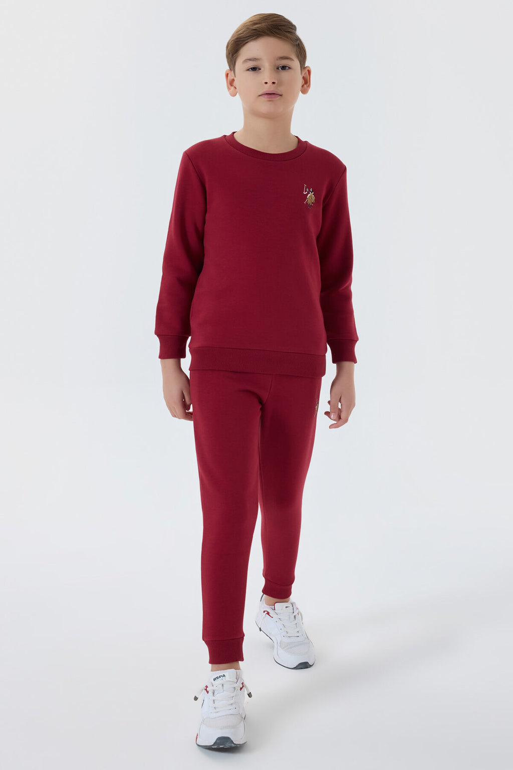 U.S. Polo Assn. Erkek Çocuk Bisiklet Yaka Nakışlı Kışlık Regular Fit Bordo Eşofman Takımı US1186-C-V1