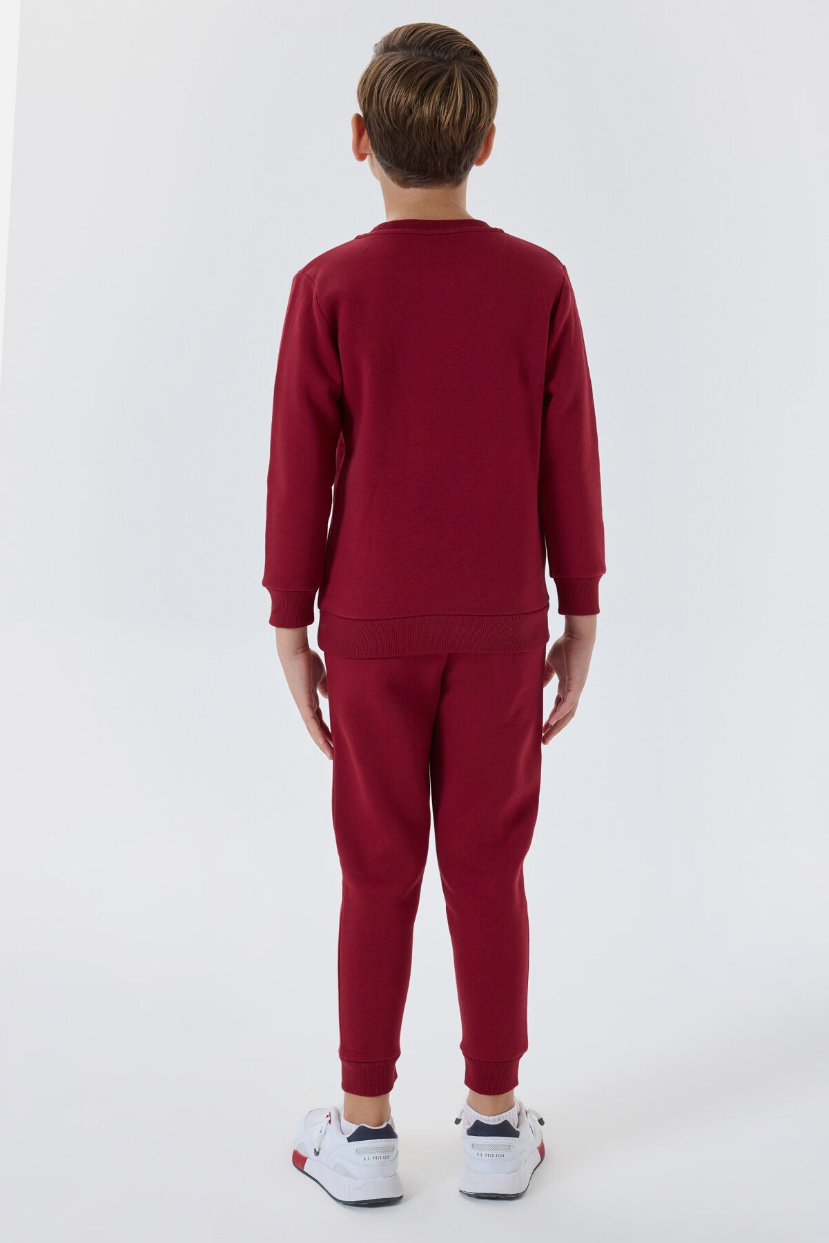 U.S. Polo Assn. Erkek Çocuk Bisiklet Yaka Nakışlı Kışlık Regular Fit Bordo Eşofman Takımı US1186-C-V1