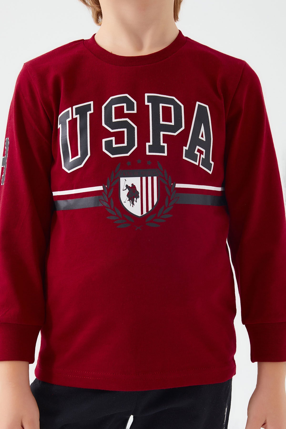 U.S. Polo Assn. Erkek Çocuk Bisiklet Yaka Pigment Baskılı Kışlık Regular Fit Bordo Pijama Takımı US1191-C-V3