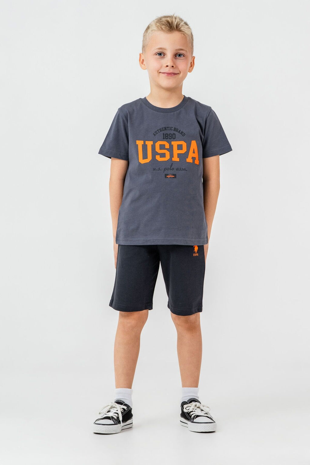 U.S. Polo Assn Erkek Çocuk Gri Bermuda Takım