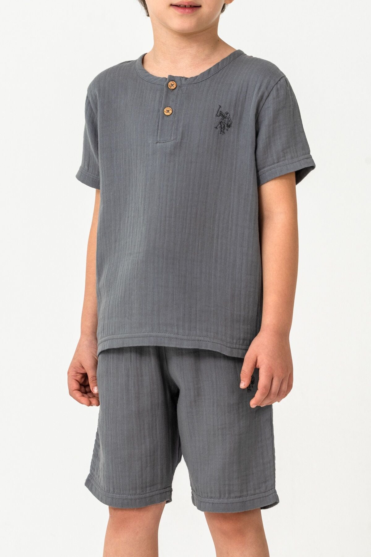 U.S. Polo Assn Erkek Çocuk Gri Bermuda Takım