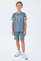 U.S. Polo Assn. Erkek Çocuk Bisiklet Yaka Nakışlı Yazlık Regular Fit Gri Bermuda Takım US2409-C-V1