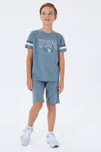 U.S. Polo Assn. Erkek Çocuk Bisiklet Yaka Nakışlı Yazlık Regular Fit Gri Bermuda Takım US2409-C-V1