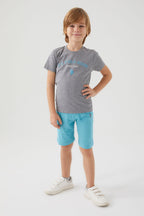 U.S. Polo Assn. Erkek Çocuk Bisiklet Yaka Pigment Baskılı Yazlık Regular Fit Gri Bermuda Takım US1369-C-V5