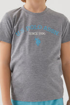 U.S. Polo Assn. Erkek Çocuk Bisiklet Yaka Pigment Baskılı Yazlık Regular Fit Gri Bermuda Takım US1369-C-V5