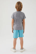 U.S. Polo Assn. Erkek Çocuk Bisiklet Yaka Pigment Baskılı Yazlık Regular Fit Gri Bermuda Takım US1369-C-V5