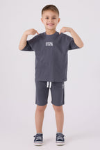 U.S. Polo Assn. Erkek Çocuk Bisiklet Yaka Pigment Baskılı Yazlık Regular Fit Gri Bermuda Takım US1781-C-V3