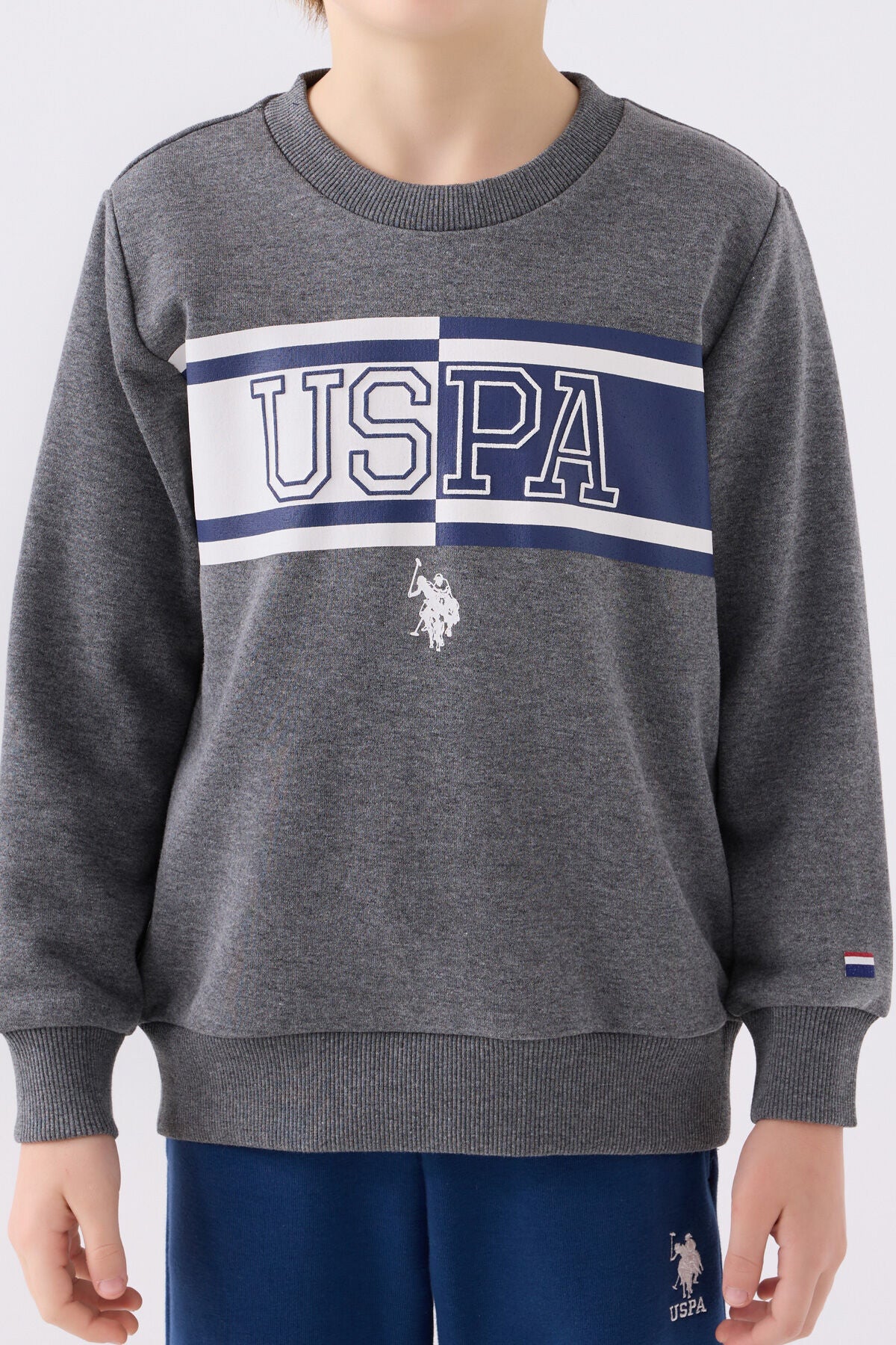 U.S. Polo Assn. Erkek Çocuk Bisiklet Yaka Empirme Baskılı Kışlık Regular Fit Gri Eşofman Takımı US1900-C-V2