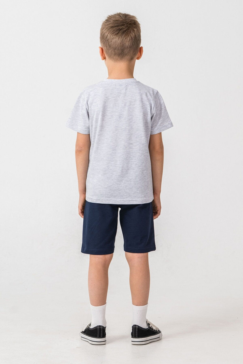U.S. Polo Assn. Erkek Çocuk Bisiklet Yaka Nakışlı Yazlık Regular Fit Gri Bermuda Takım US2470-C-V1