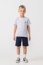 U.S. Polo Assn. Erkek Çocuk Bisiklet Yaka Nakışlı Yazlık Regular Fit Gri Bermuda Takım US2470-C-V1