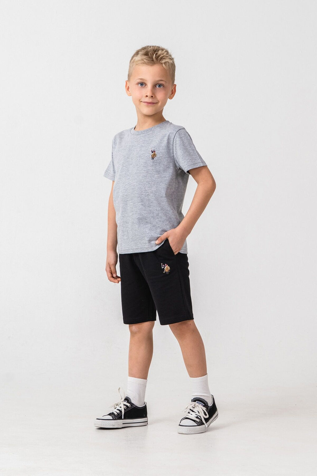 U.S Polo Assn. Erkek Çocuk Gri Bermuda Takım