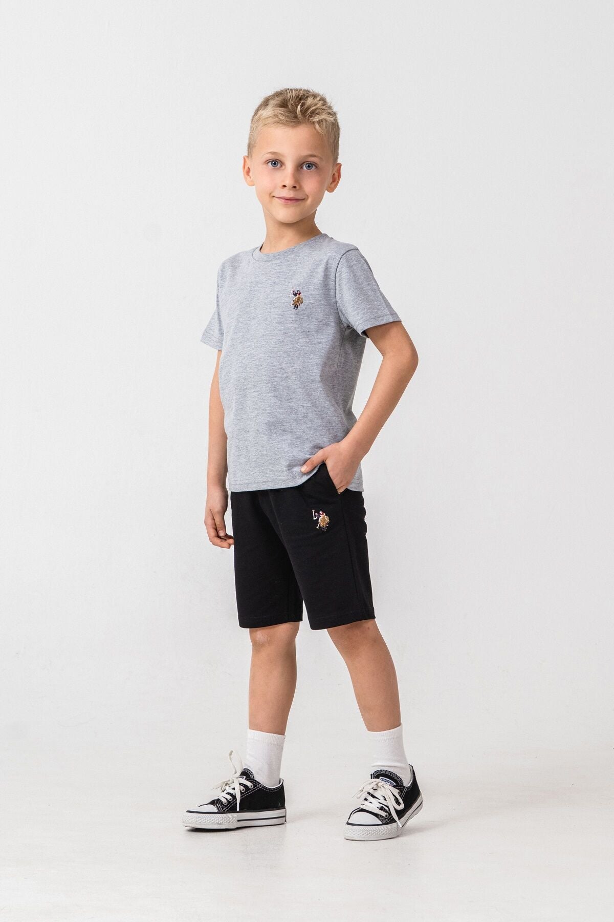 U.S Polo Assn. Erkek Çocuk Gri Bermuda Takım