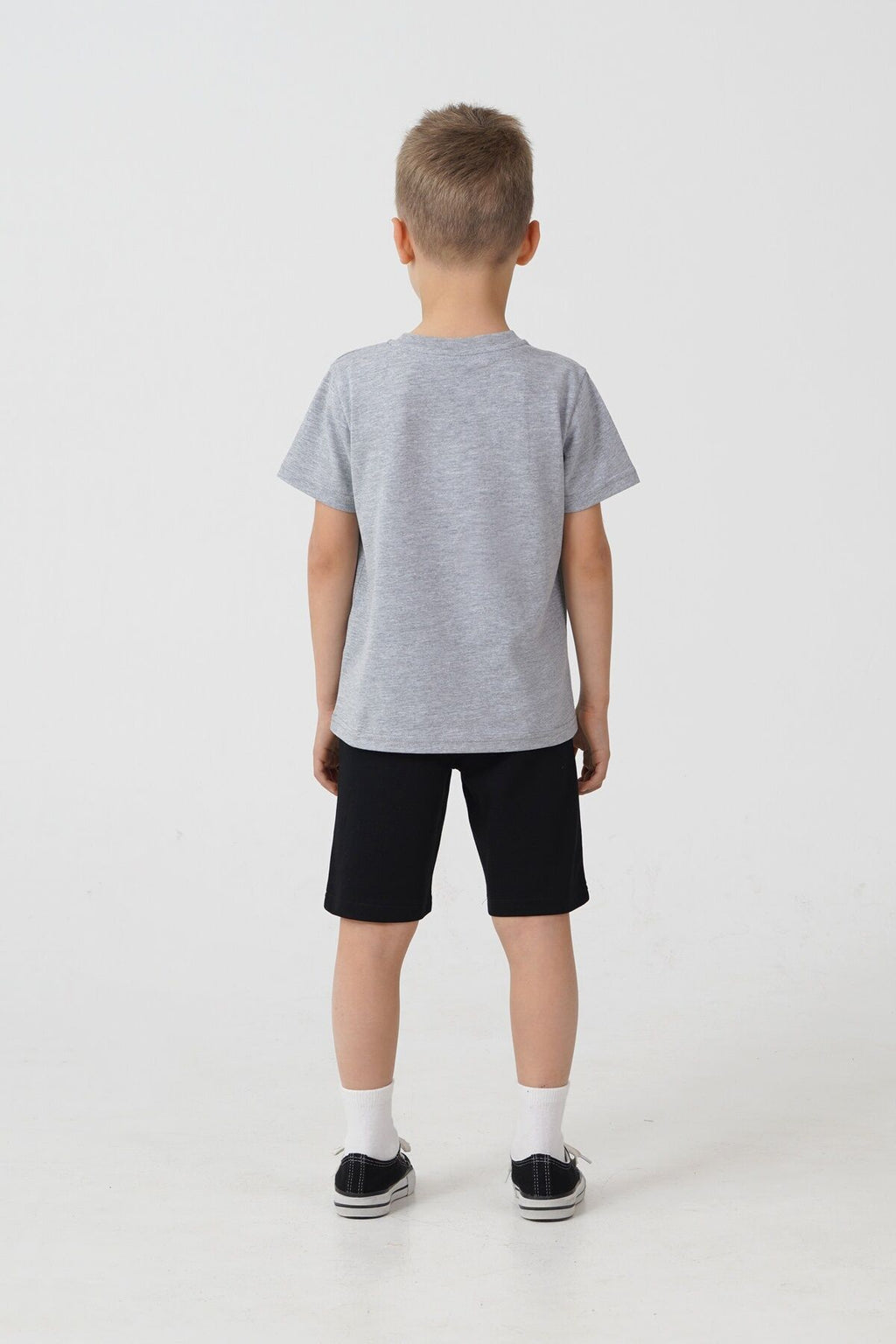 U.S. Polo Assn. Erkek Çocuk Bisiklet Yaka Nakışlı Yazlık Regular Fit Gri Bermuda Takım US2470-C-V2