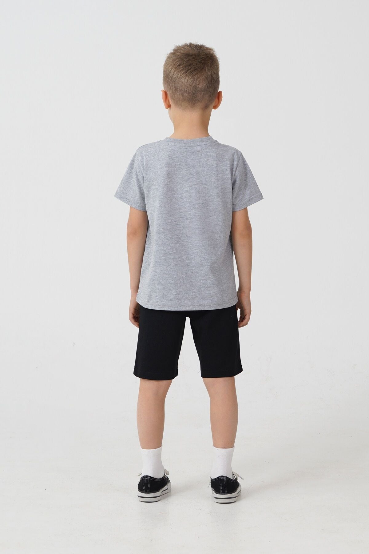 U.S. Polo Assn. Erkek Çocuk Bisiklet Yaka Nakışlı Yazlık Regular Fit Gri Bermuda Takım US2470-C-V2