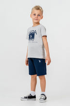 U.S. Polo Assn. Erkek Çocuk Bisiklet Yaka Nakışlı Yazlık Regular Fit Gri Bermuda Takım US2419-C-V3