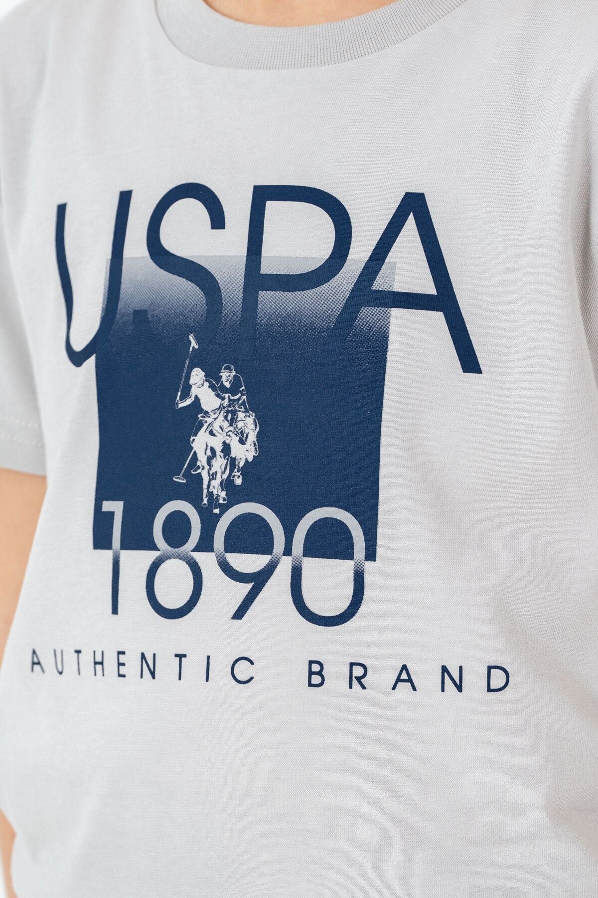 U.S. Polo Assn. Erkek Çocuk Bisiklet Yaka Nakışlı Yazlık Regular Fit Gri Bermuda Takım US2419-C-V3