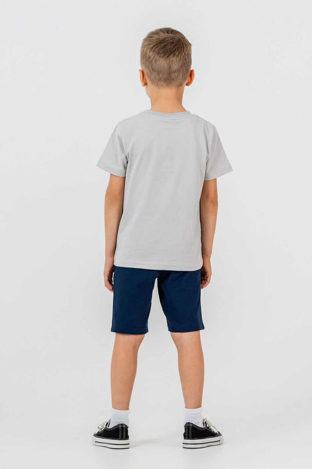 U.S. Polo Assn. Erkek Çocuk Bisiklet Yaka Nakışlı Yazlık Regular Fit Gri Bermuda Takım US2419-C-V3
