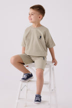U.S. Polo Assn. Erkek Çocuk Bisiklet Yaka Pigment Baskılı Yazlık Regular Fit Haki Bermuda Takım US1780-C-V9