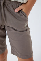U.S. Polo Assn. Erkek Çocuk Bisiklet Yaka Nakışlı Yazlık Regular Fit Kahverengi Bermuda Takım US2429-C-V1