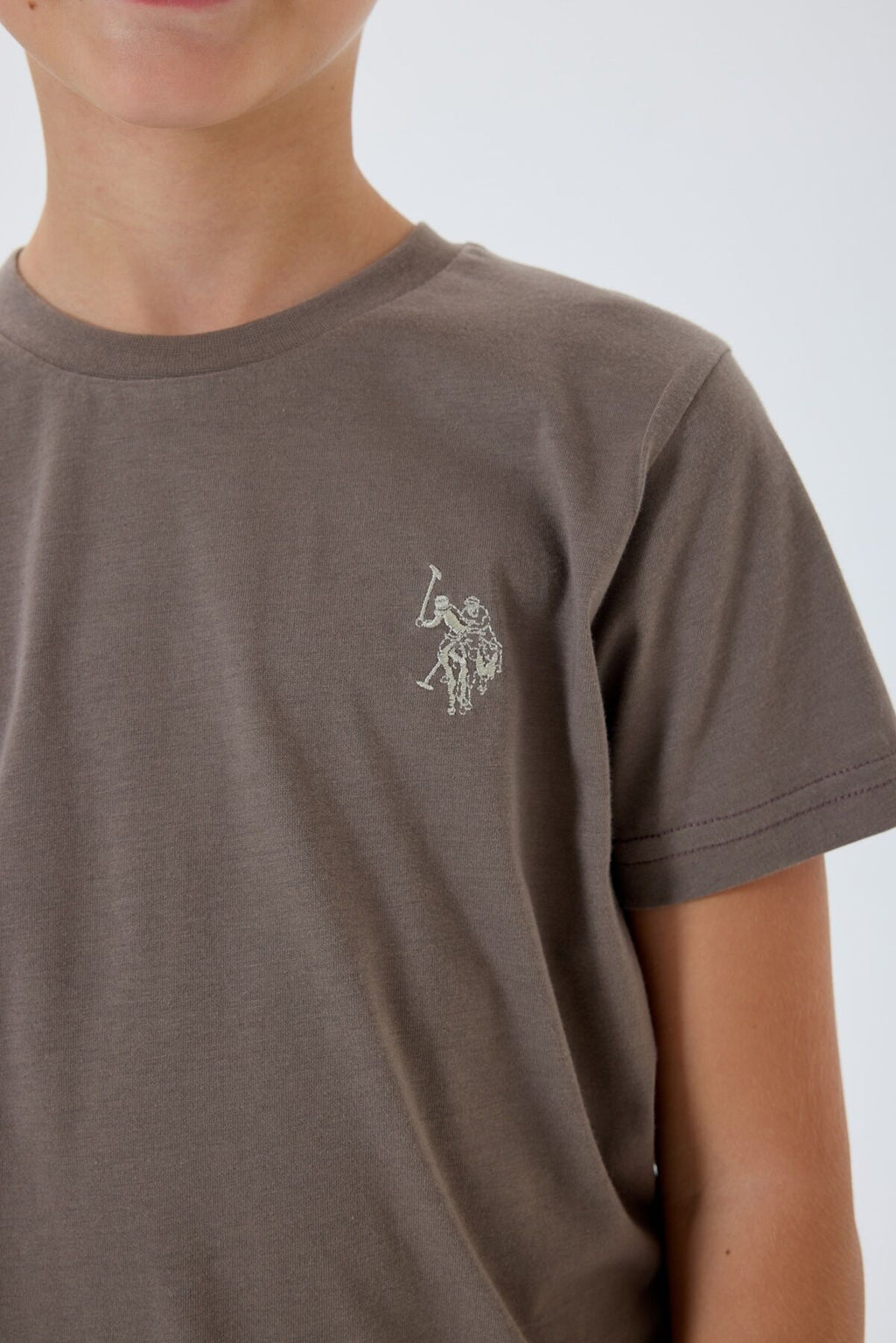 U.S. Polo Assn. Erkek Çocuk Bisiklet Yaka Nakışlı Yazlık Regular Fit Kahverengi Bermuda Takım US2427-C-V1