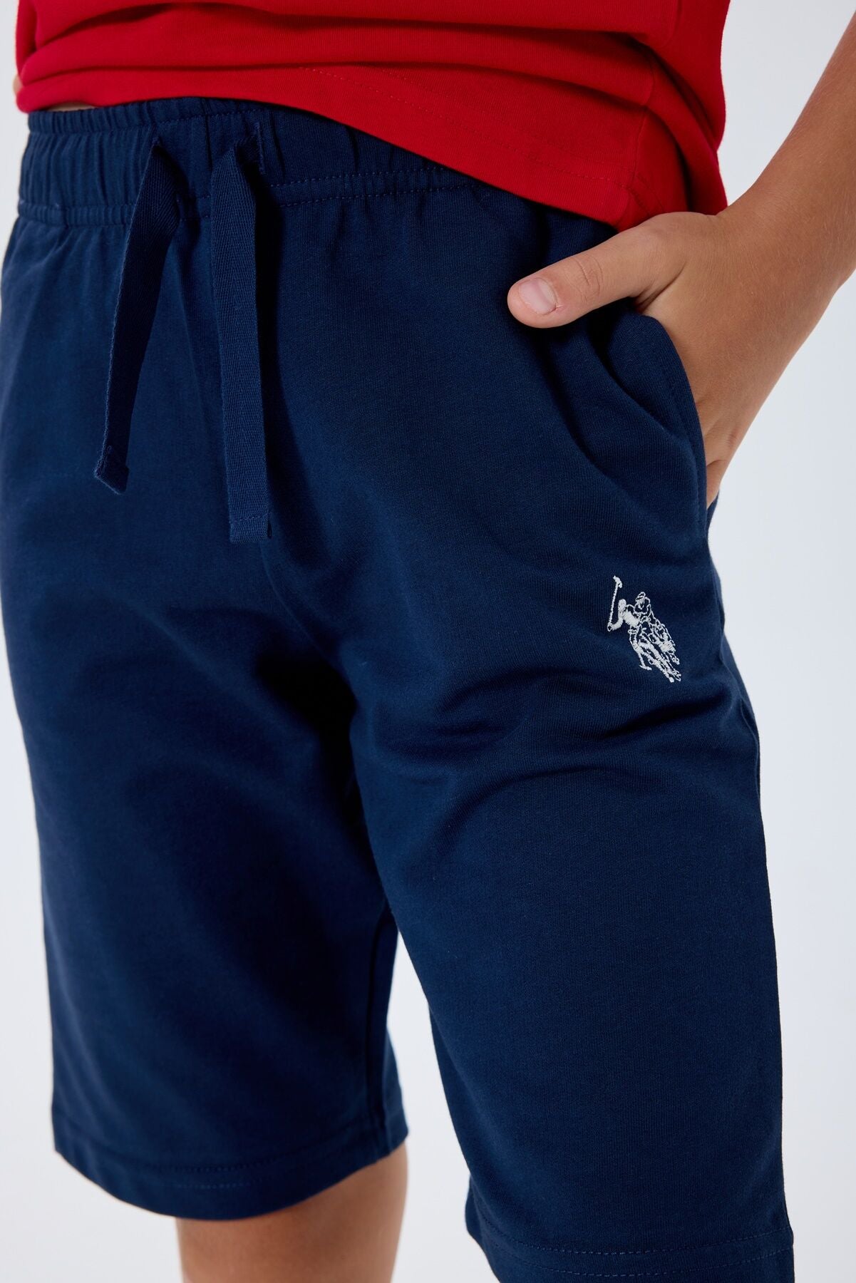 U.S. Polo Assn. Erkek Çocuk Bisiklet Yaka Nakışlı Yazlık Regular Fit Kırmızı Bermuda Takım US2415-C-V2