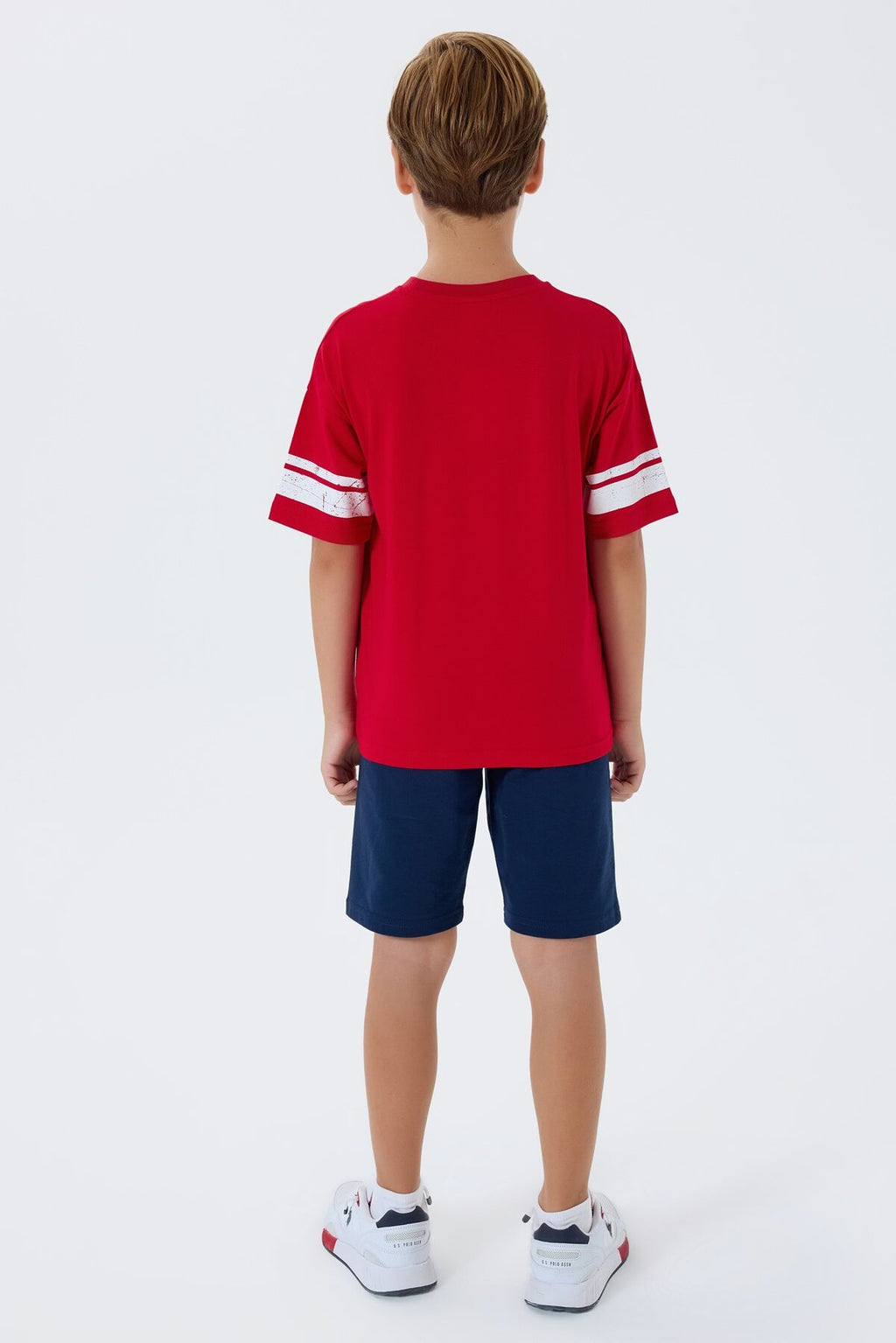 U.S. Polo Assn. Erkek Çocuk Bisiklet Yaka Nakışlı Yazlık Regular Fit Kırmızı Bermuda Takım US2415-C-V2