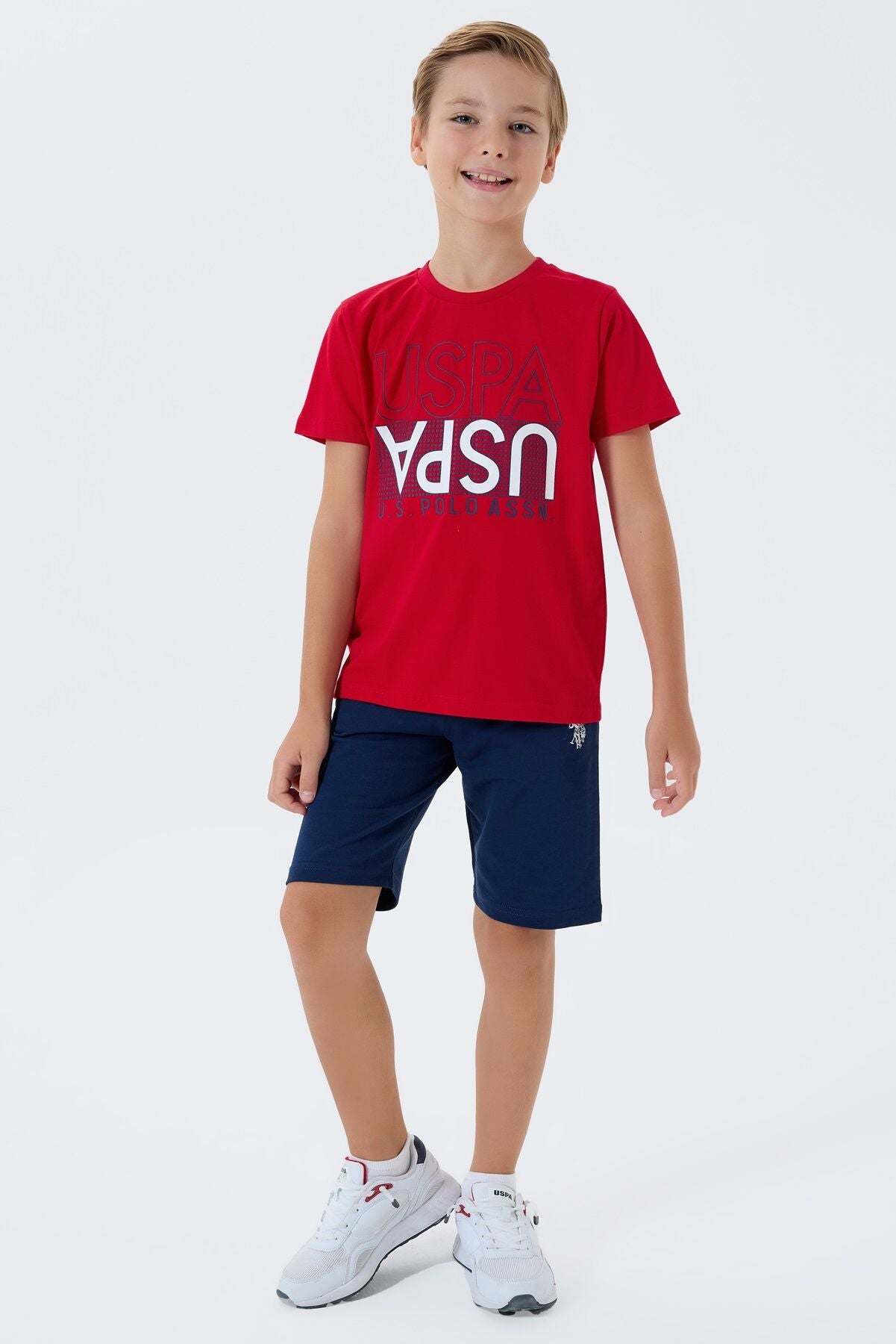 U.S. Polo Assn. Erkek Çocuk Bisiklet Yaka Nakışlı Yazlık Regular Fit Kırmızı Bermuda Takım US2417-C-V2 Ürün ikincil görseli