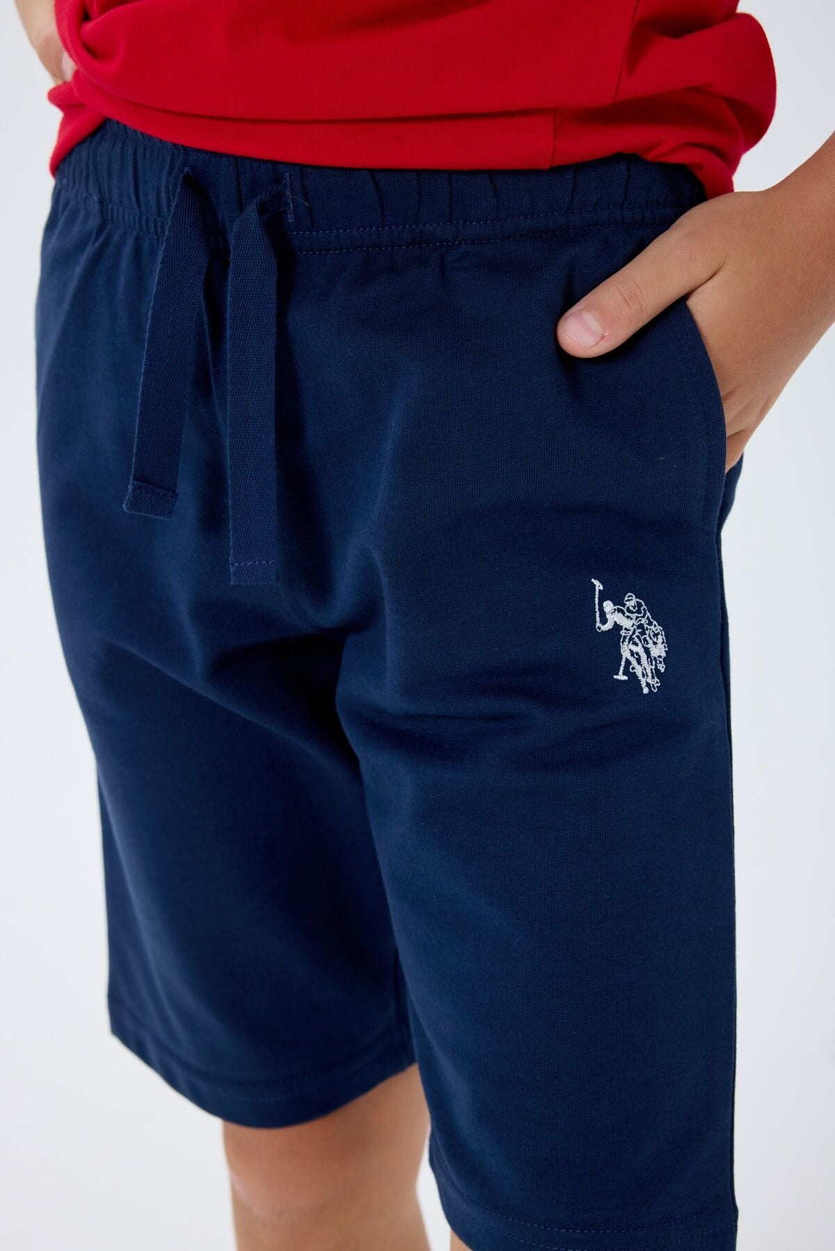 U.S. Polo Assn. Erkek Çocuk Bisiklet Yaka Nakışlı Yazlık Regular Fit Kırmızı Bermuda Takım US2417-C-V2