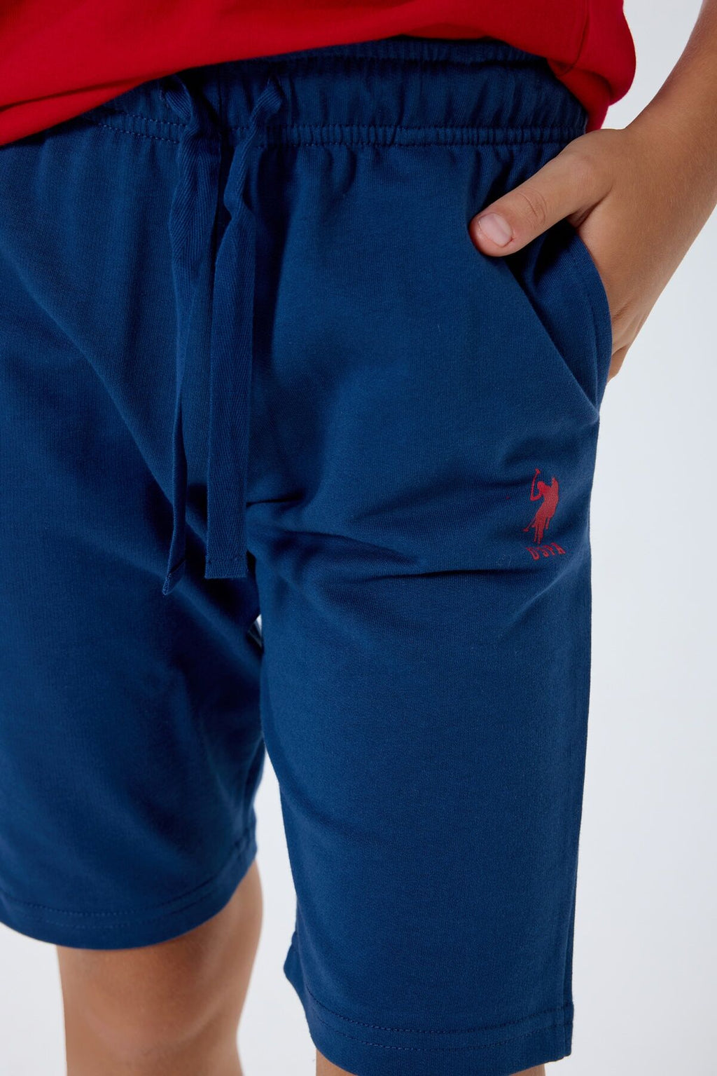 U.S. Polo Assn. Erkek Çocuk Bisiklet Yaka Nakışlı Yazlık Regular Fit Kırmızı Bermuda Takım US2432-C-V3