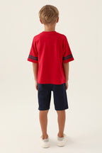 U.S. Polo Assn. Erkek Çocuk Bisiklet Yaka Pigment Baskılı Yazlık Regular Fit Kırmızı Bermuda Takım US1709-C-V4