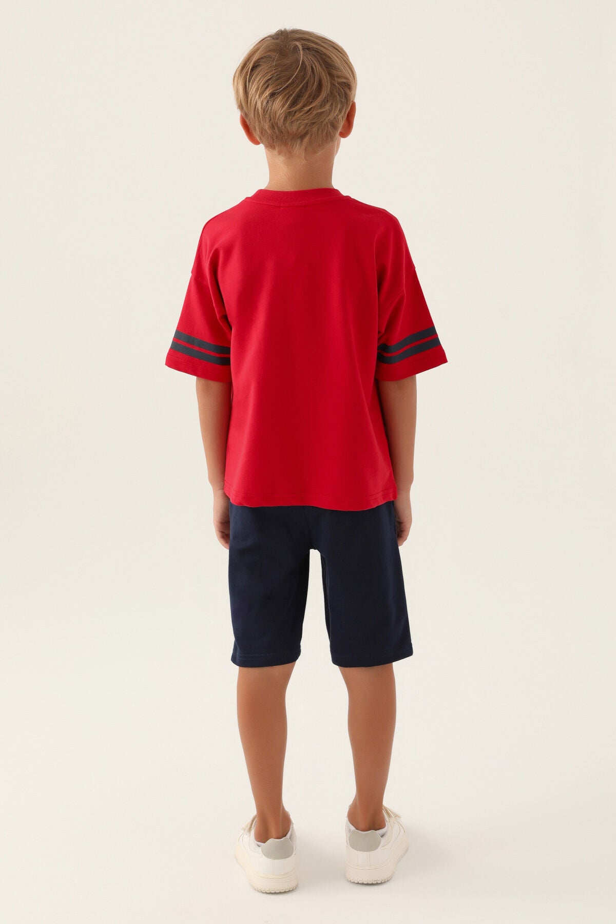 U.S. Polo Assn. Erkek Çocuk Bisiklet Yaka Pigment Baskılı Yazlık Regular Fit Kırmızı Bermuda Takım US1709-C-V4