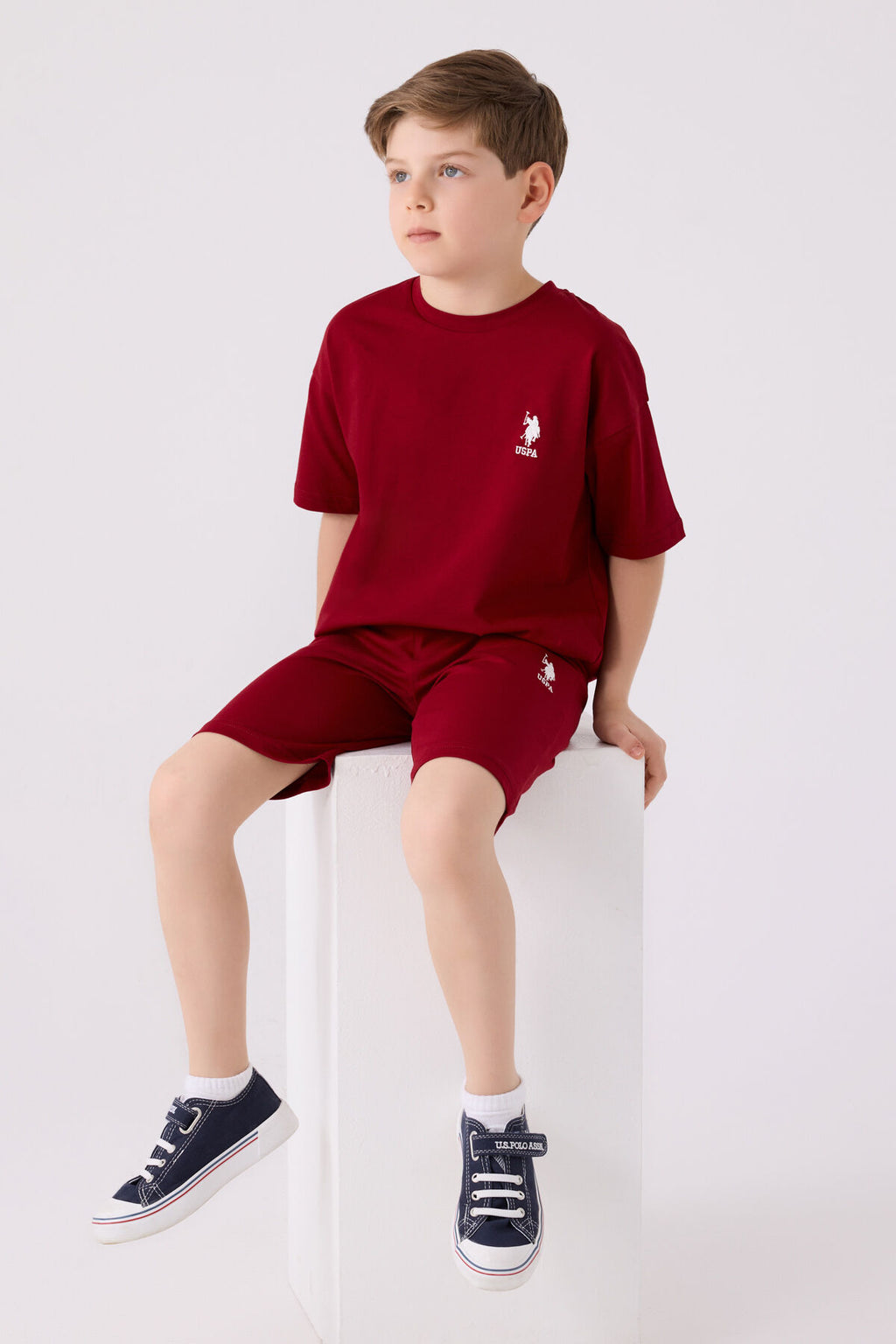 Us Polo Assn Erkek Çocuk Kırmızı Bermuda Takım