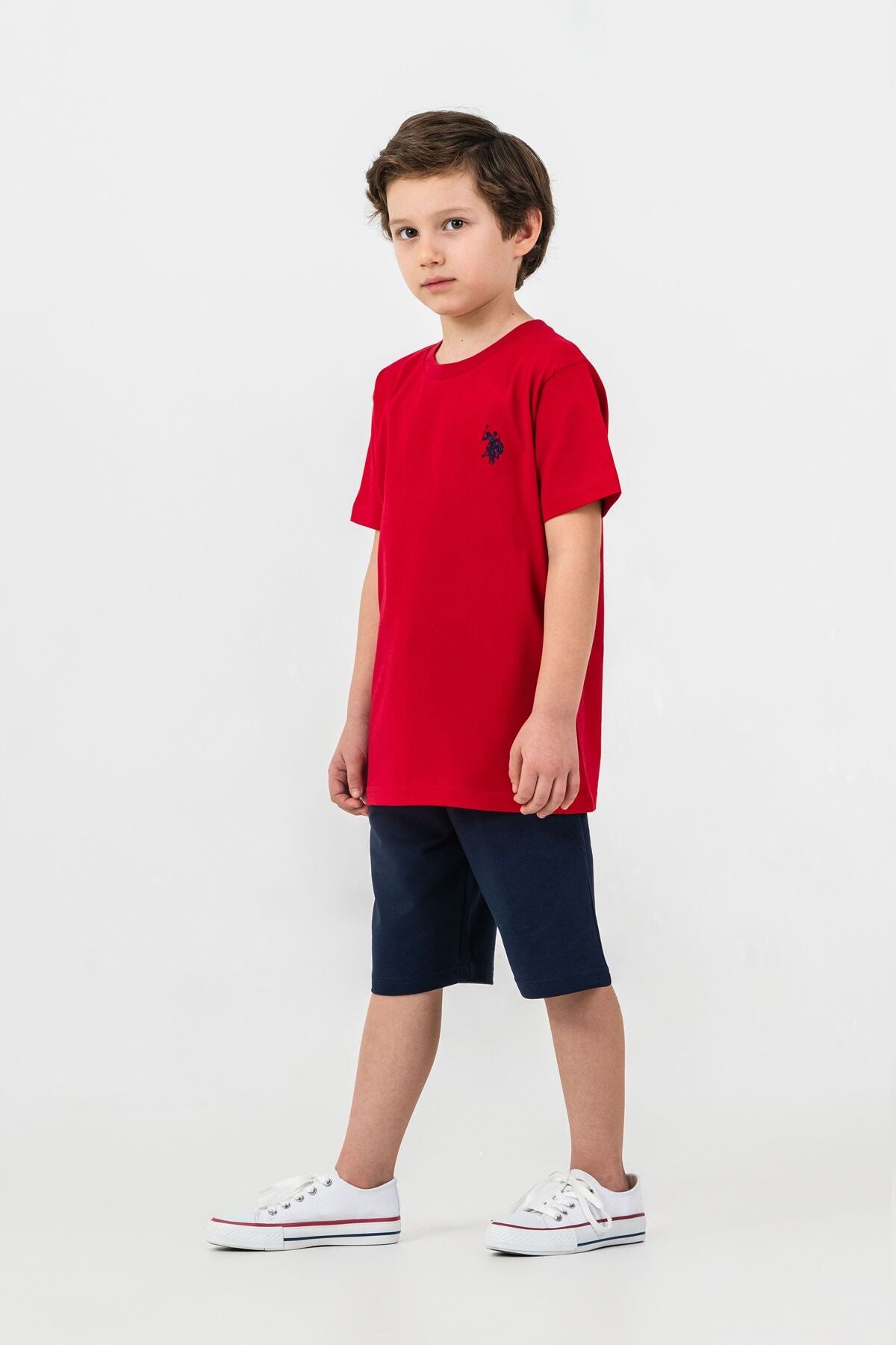 U.S. Polo Assn. Erkek Çocuk Bisiklet Yaka Nakışlı Yazlık Regular Fit Kırmızı Bermuda Takım US2427-C-V3 Ürün ana görseli