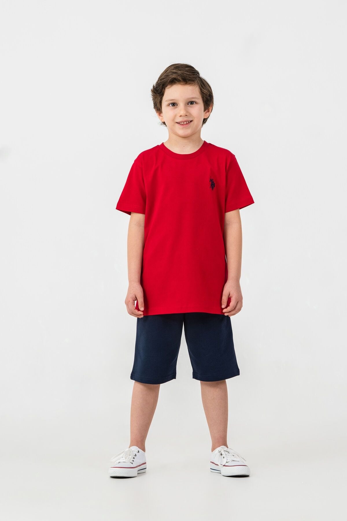 U.S. Polo Assn. Erkek Çocuk Bisiklet Yaka Nakışlı Yazlık Regular Fit Kırmızı Bermuda Takım US2427-C-V3 Ürün ikincil görseli
