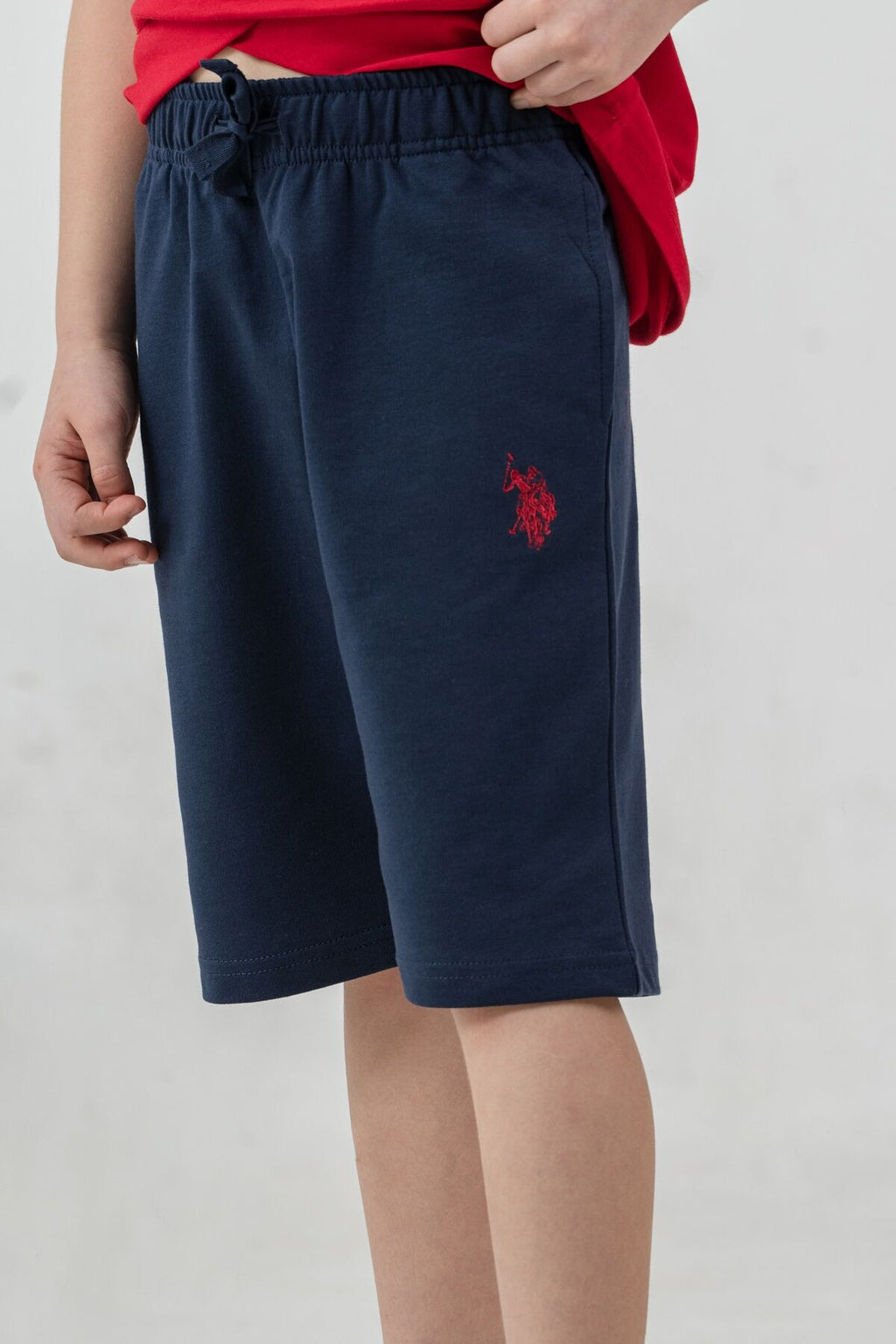 U.S. Polo Assn. Erkek Çocuk Bisiklet Yaka Nakışlı Yazlık Regular Fit Kırmızı Bermuda Takım US2427-C-V3