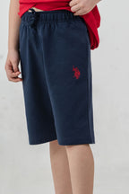 U.S. Polo Assn. Erkek Çocuk Bisiklet Yaka Nakışlı Yazlık Regular Fit Kırmızı Bermuda Takım US2427-C-V3