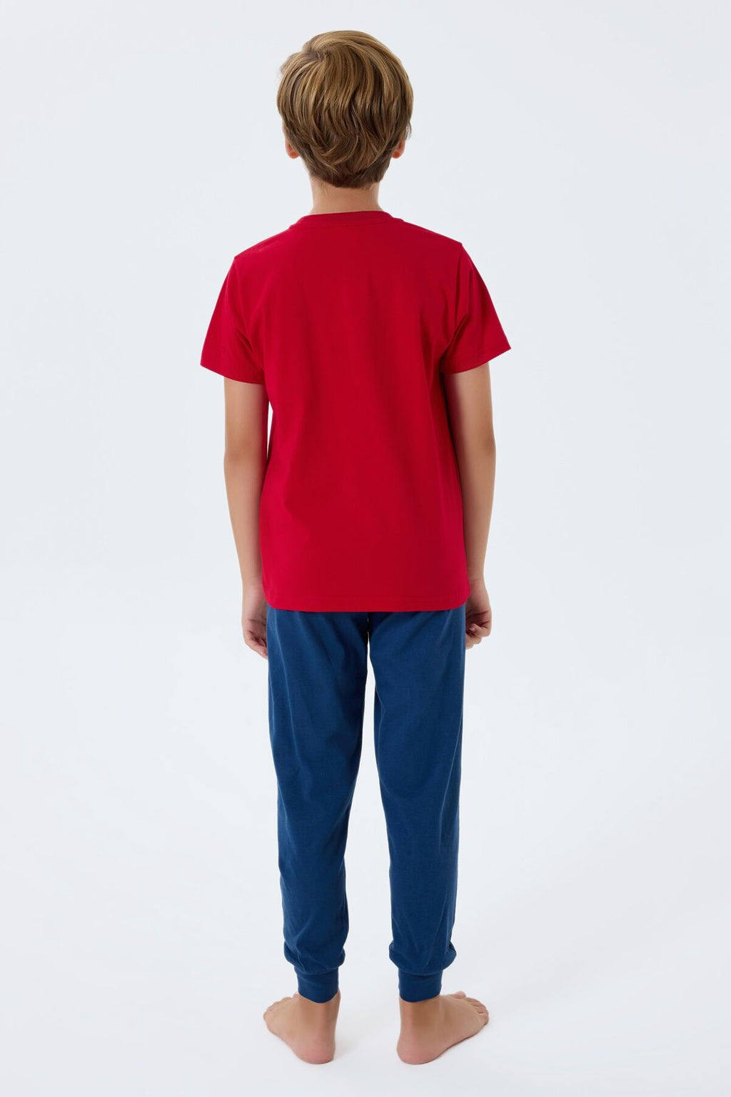 U.S. Polo Assn. Erkek Çocuk Bisiklet Yaka Nakışlı Yazlık Regular Fit Kırmızı Pijama Takımı US2410-C-V2