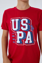 U.S. Polo Assn. Erkek Çocuk Bisiklet Yaka Nakışlı Yazlık Regular Fit Kırmızı Pijama Takımı US2410-C-V2