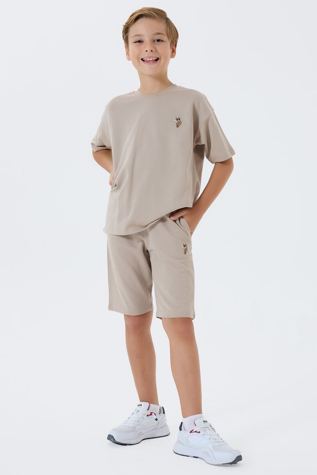 U.S. Polo Assn Erkek Çocuk Krem Bermuda Takım