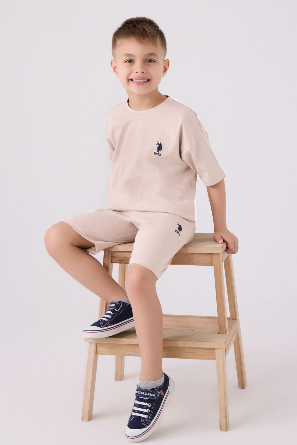 Us Polo Assn Erkek Çocuk Krem Bermuda Takım