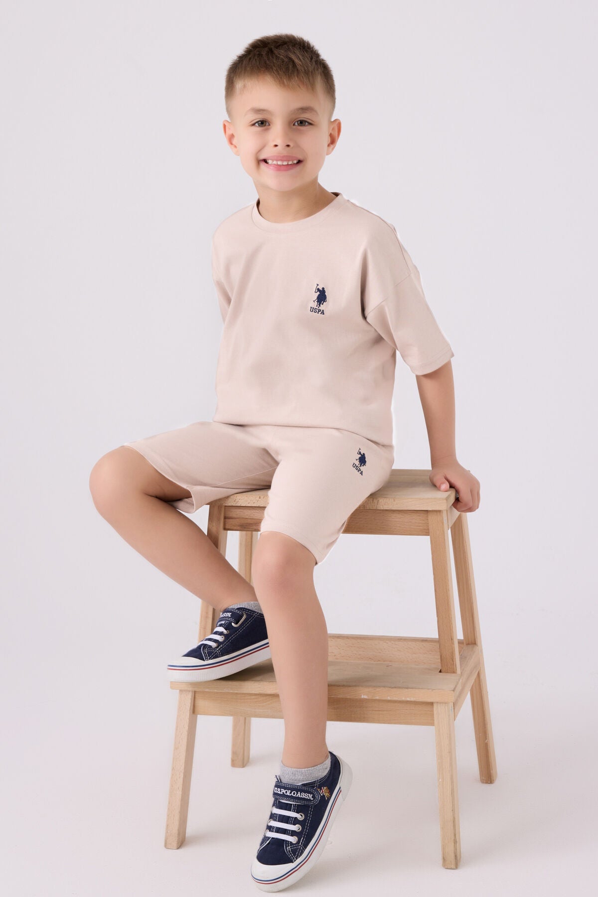 Us Polo Assn Erkek Çocuk Krem Bermuda Takım