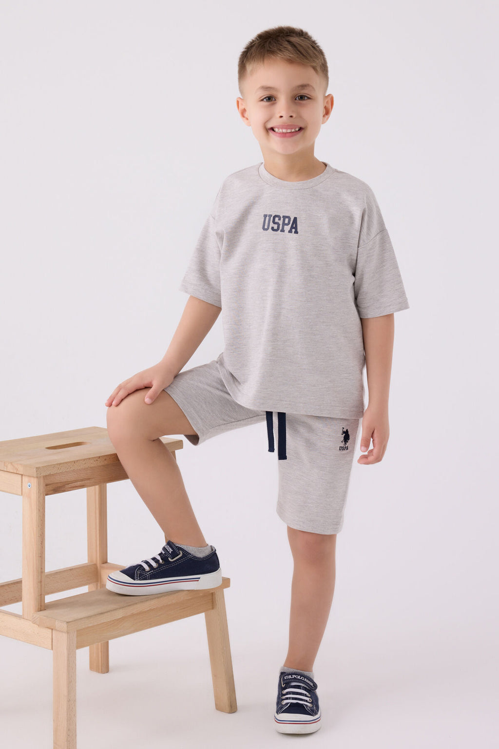 Us Polo Assn Erkek Çocuk Krem Bermuda Takım