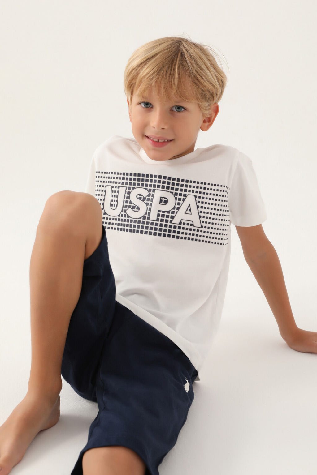 U.S. Polo Assn Lisanslı Dotted Krem Erkek Çocuk Kapri Takım