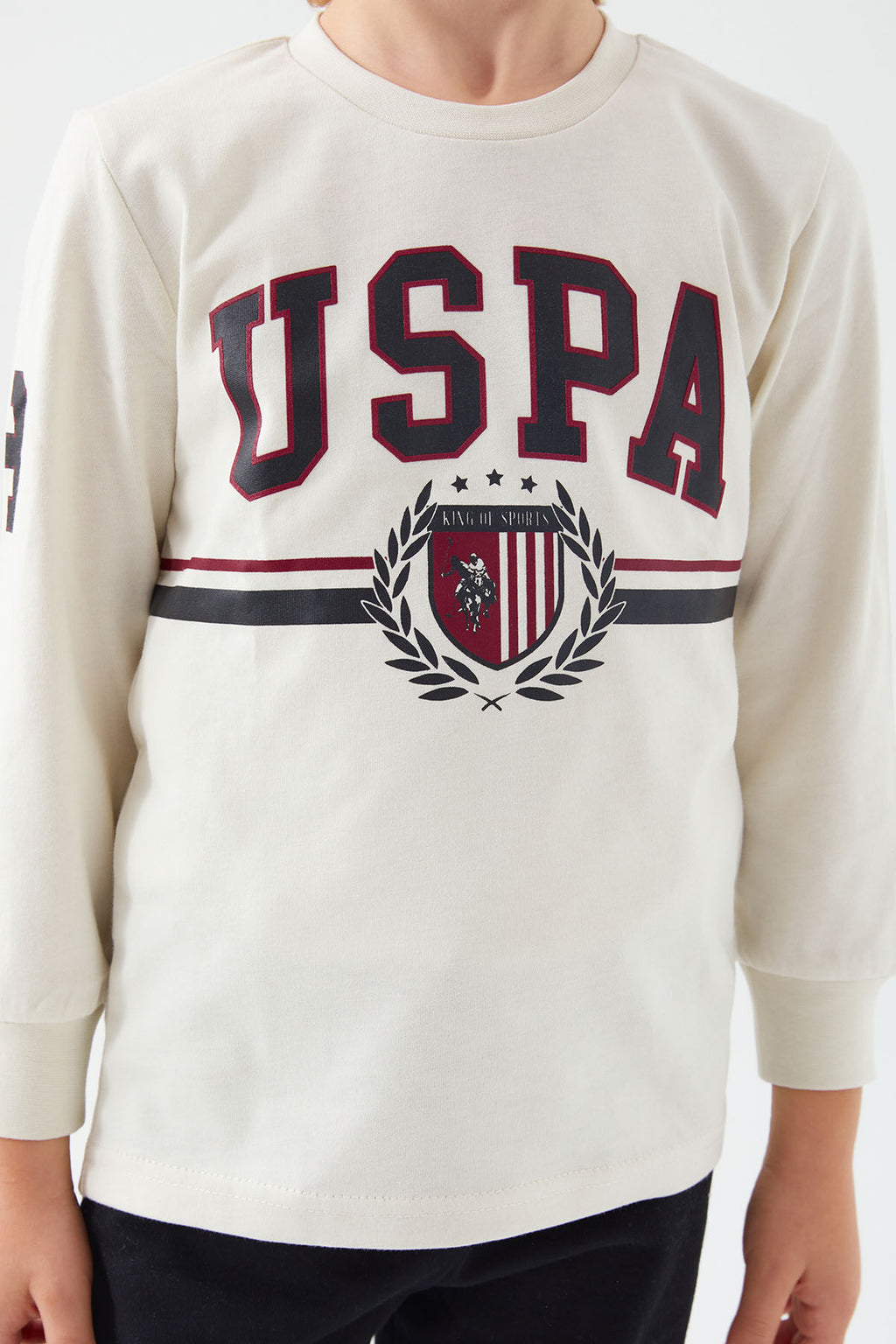 U.S. Polo Assn. Erkek Çocuk Pamuklu Bisiklet Yaka Pigment Baskılı Kışlık Regular Fit Beyaz Pijama Takımı US1191-C-V4