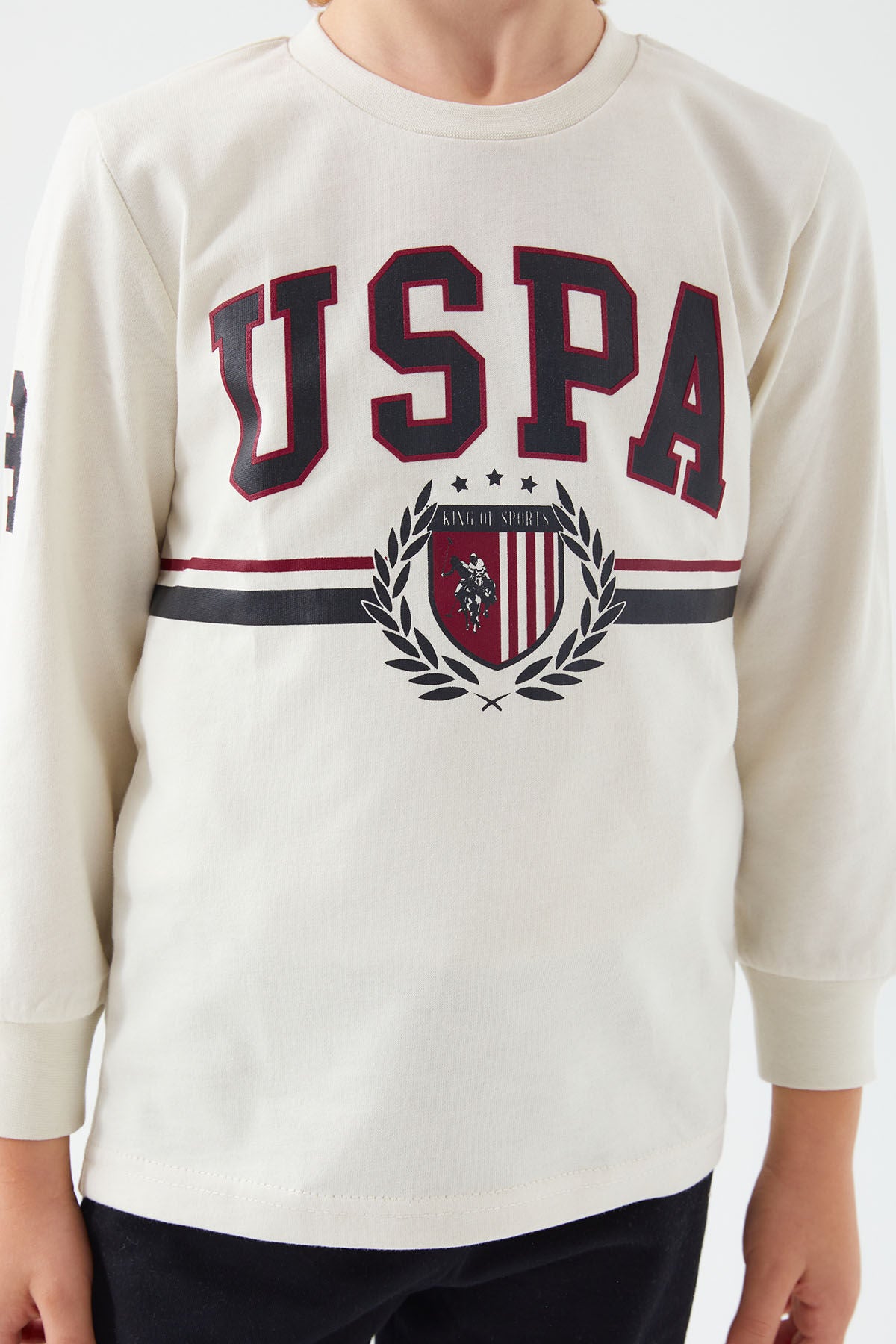 U.S. Polo Assn. Erkek Çocuk Pamuklu Bisiklet Yaka Pigment Baskılı Kışlık Regular Fit Beyaz Pijama Takımı US1191-C-V4