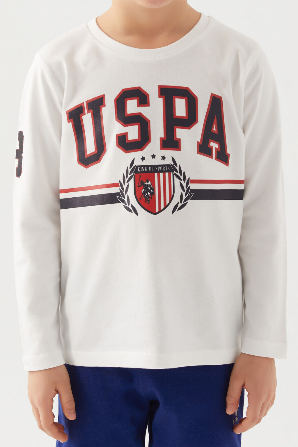 U.S. Polo Assn. Erkek Çocuk Bisiklet Yaka Pigment Baskılı Kışlık Regular Fit Beyaz Pijama Takımı US1191-C-V6