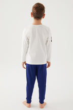 U.S. Polo Assn. Erkek Çocuk Bisiklet Yaka Pigment Baskılı Kışlık Regular Fit Beyaz Pijama Takımı US1191-C-V6